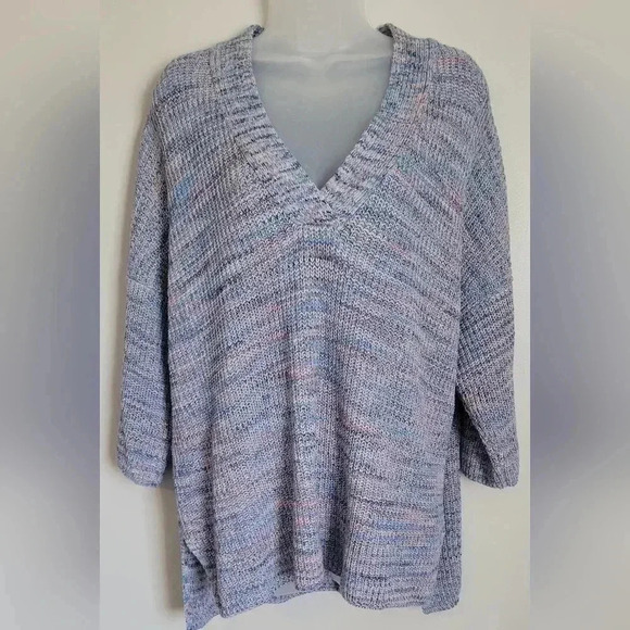 J. Jill 100% organic cotton easy drop shoulder v neck tunic sweater XL - Picture 2 of 12